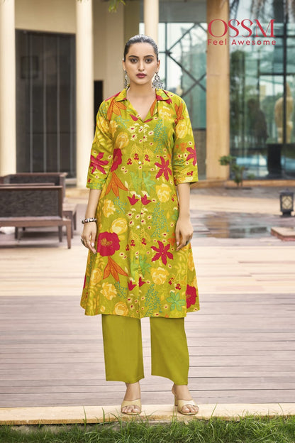 Rosy Ossm Vetican Kurti Pant Set Exporter Gujarat