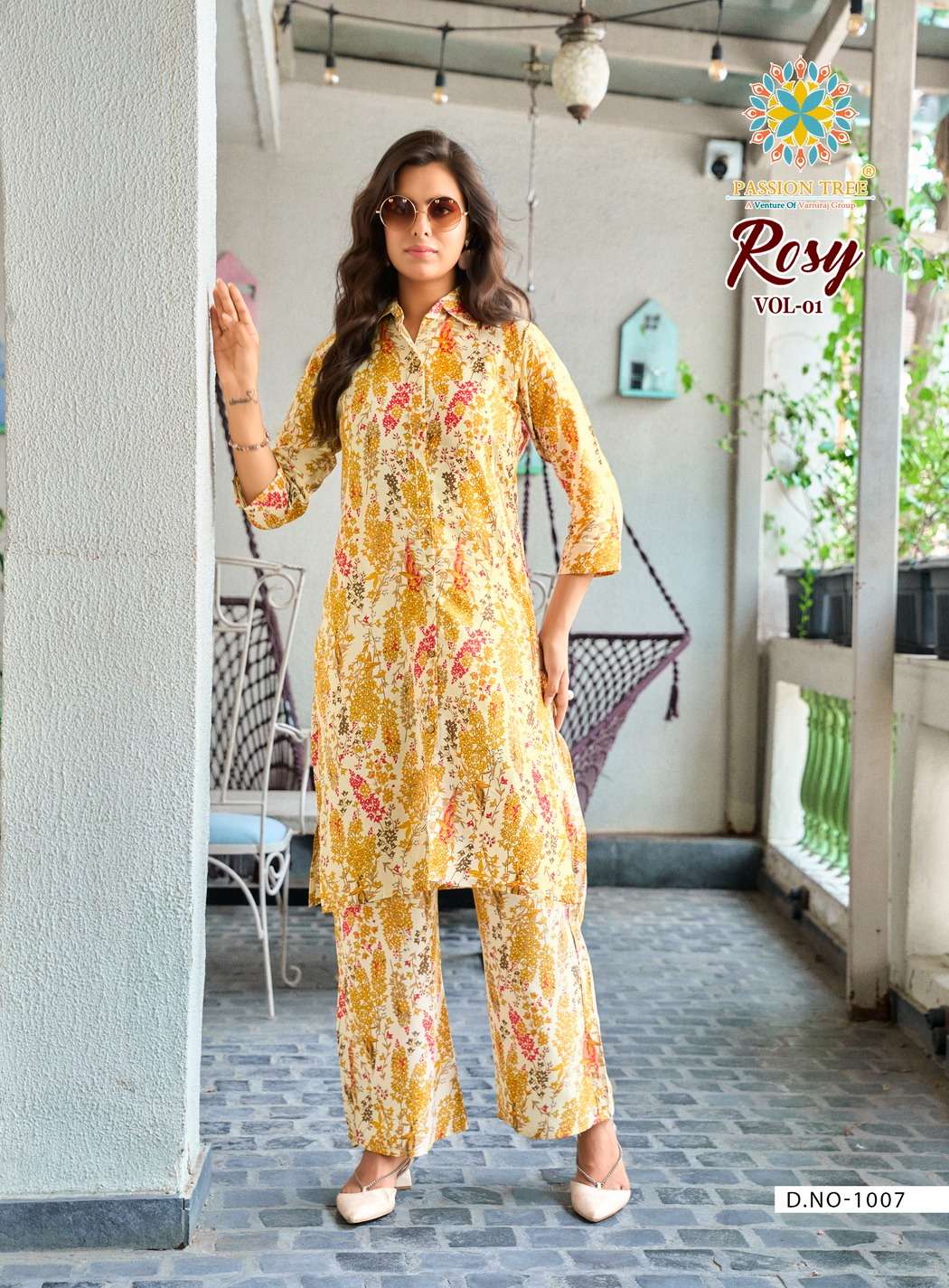 Rosy Vol 1 Passion Tree Reyon Kurti Plazzo Set Wholesaler Gujarat