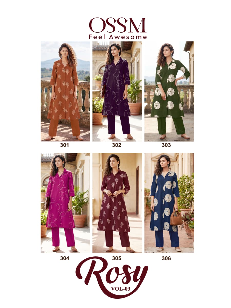 Rosy Vol 3 Ossm Cotton Kurti Pant Set Wholesale Price