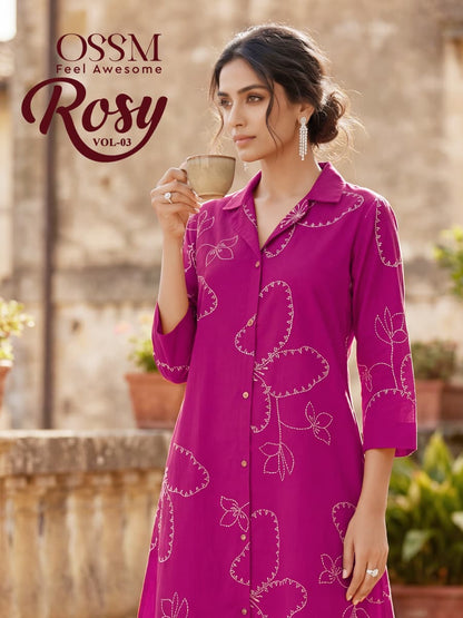Rosy Vol 3 Ossm Cotton Kurti Pant Set Wholesale Price