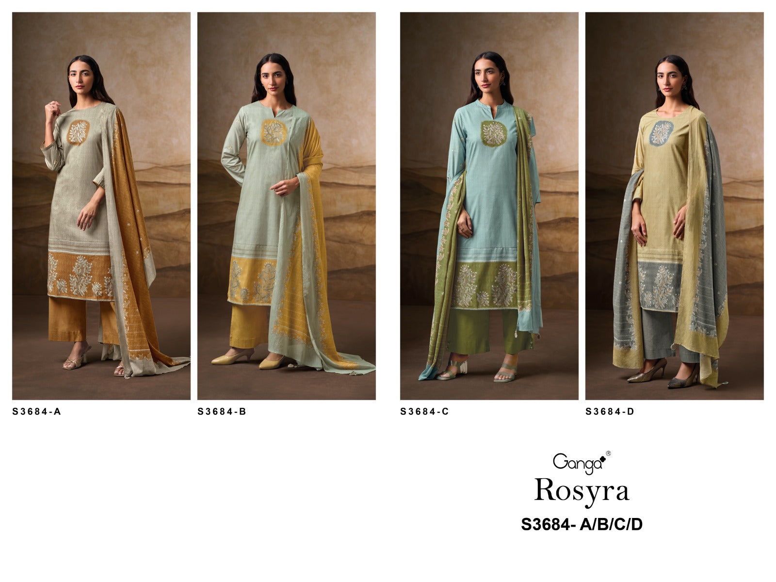 Rosyra 3684 Ganga Premium Cotton Plazzo Style Suits Manufacturer Ahmedabad