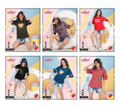 Round Neck 1790 La Fairy Sinker Women Oversized Tshirt Supplier India