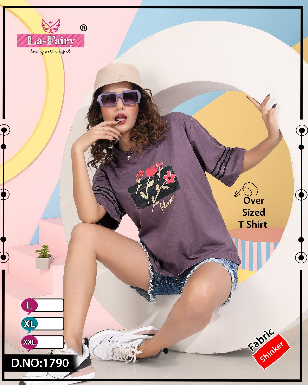 Round Neck 1790 La Fairy Sinker Women Oversized Tshirt Supplier India