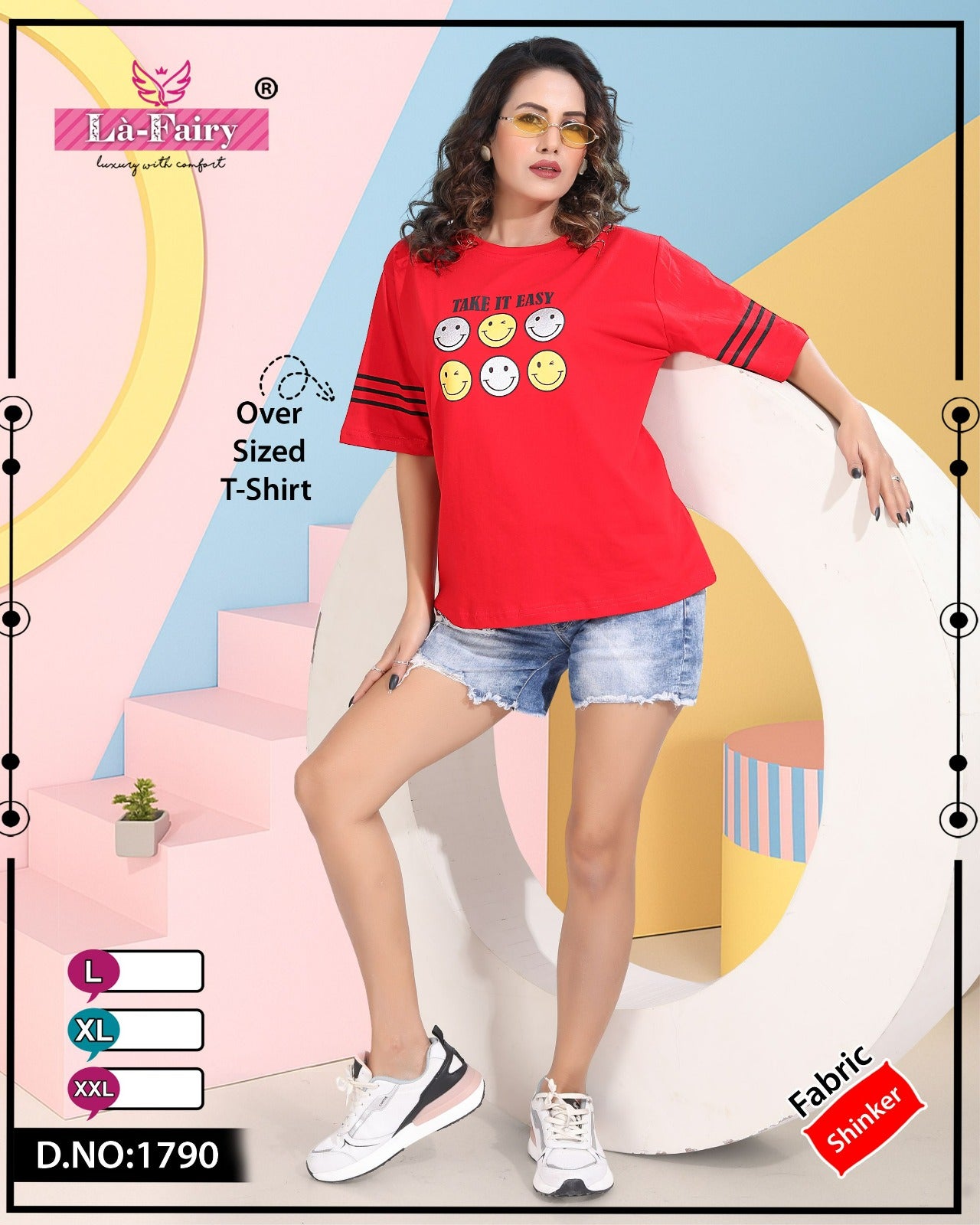 Round Neck 1790 La Fairy Sinker Women Oversized Tshirt Supplier India