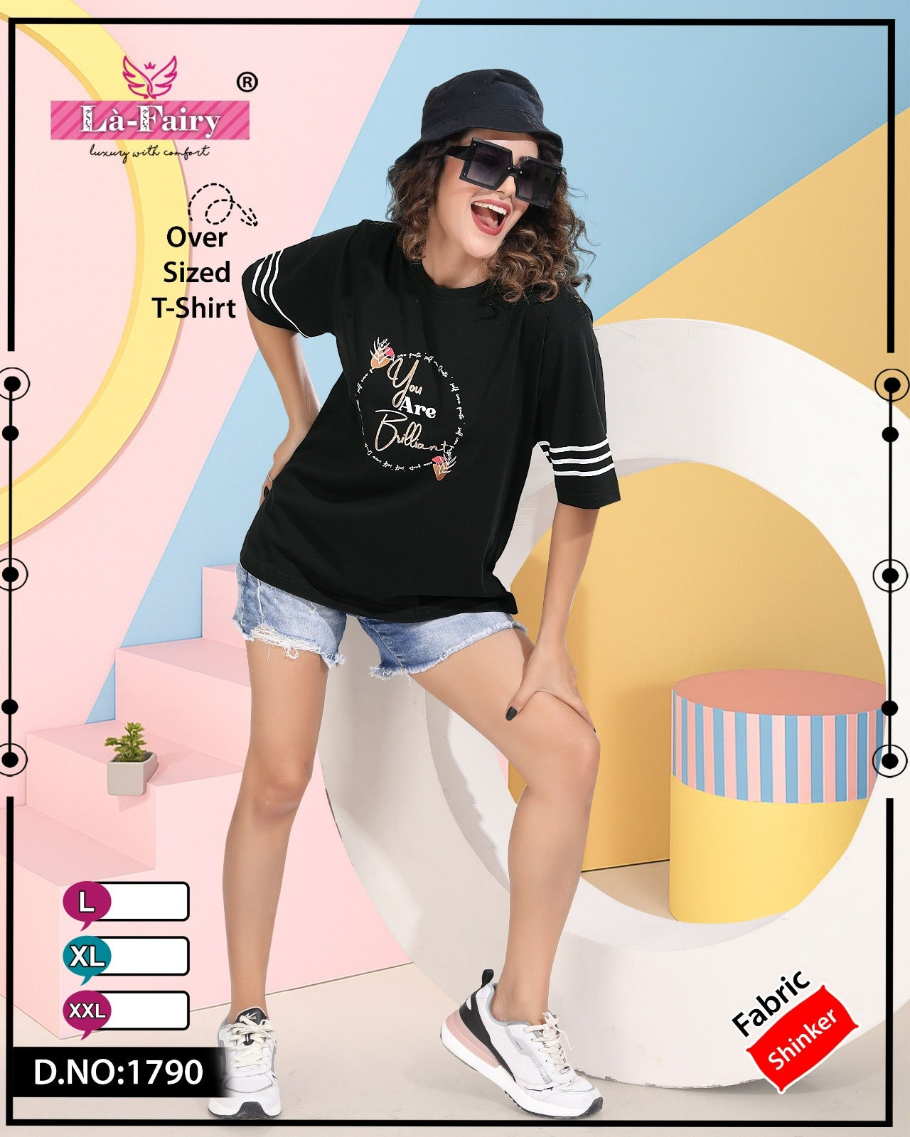 Round Neck 1790 La Fairy Sinker Women Oversized Tshirt Supplier India