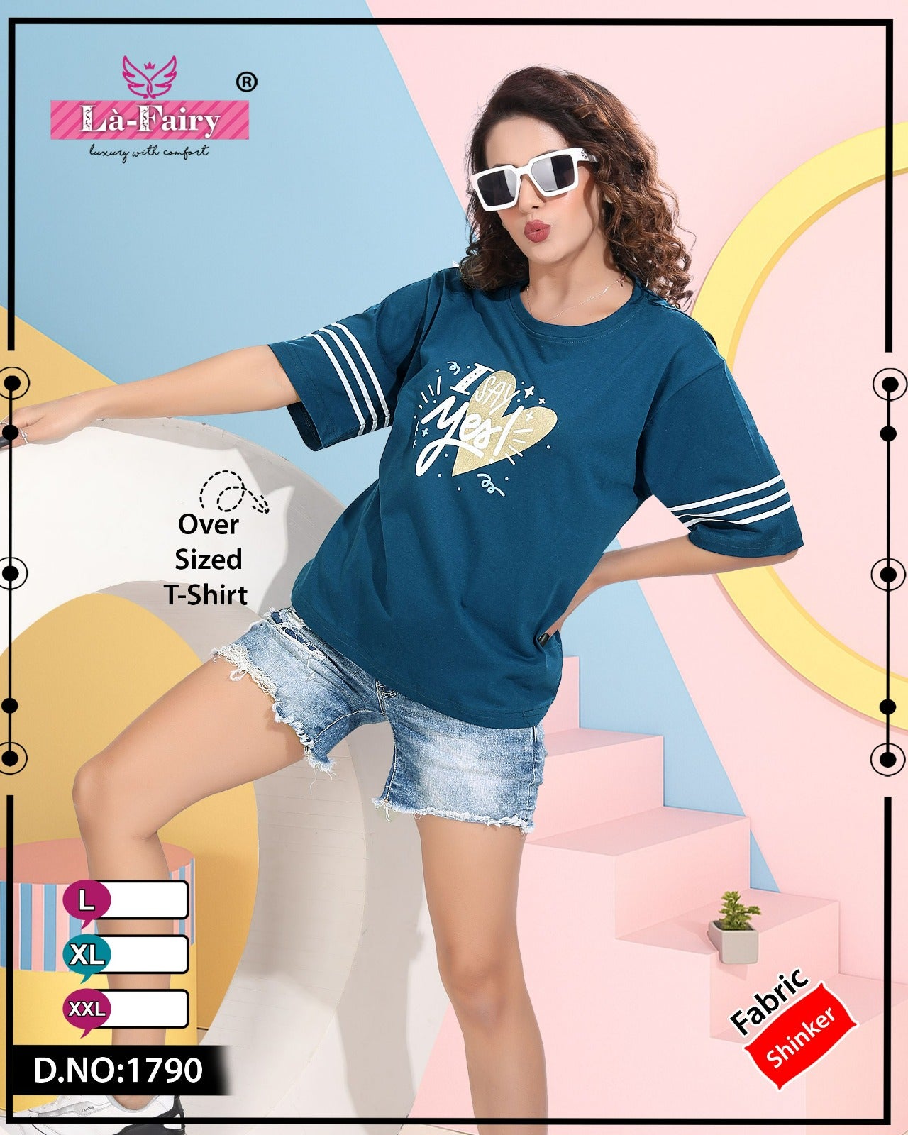Round Neck 1790 La Fairy Sinker Women Oversized Tshirt Supplier India
