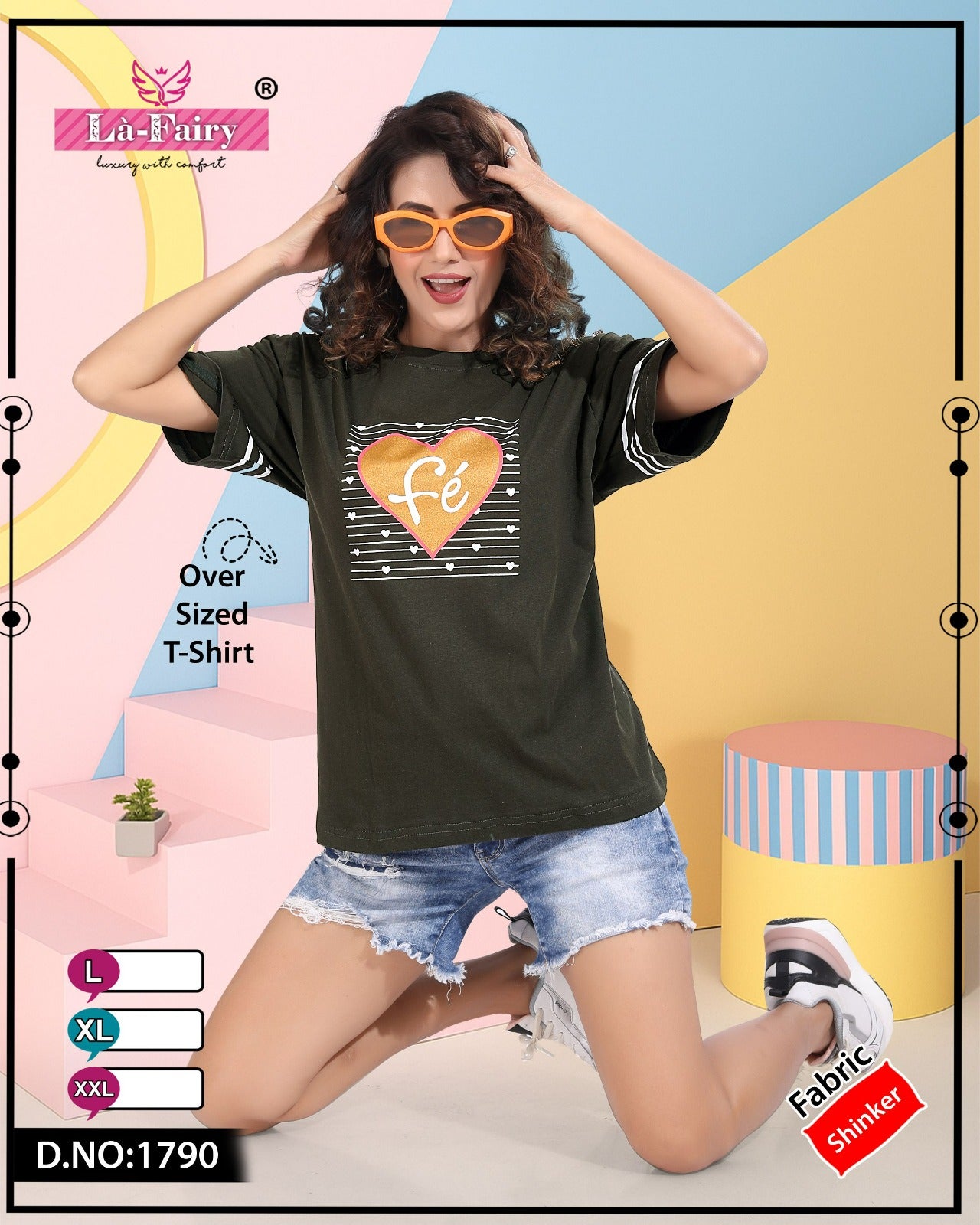 Round Neck 1790 La Fairy Sinker Women Oversized Tshirt Supplier India