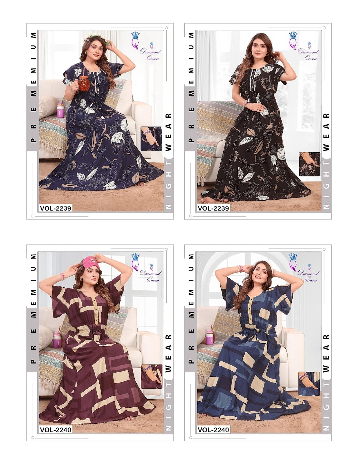 Round Neck 2006 Diamond Queen Rayon Night Gowns Manufacturer Ahmedabad