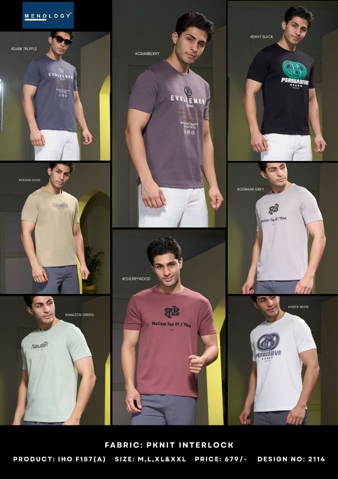 Round Neck 2114 Menology Knit Mens Tshirts Wholesale Rate