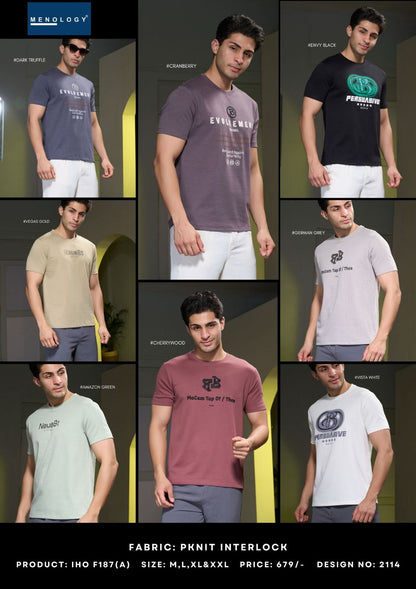 Round Neck 2114 Menology Knit Mens Tshirts Wholesale Rate