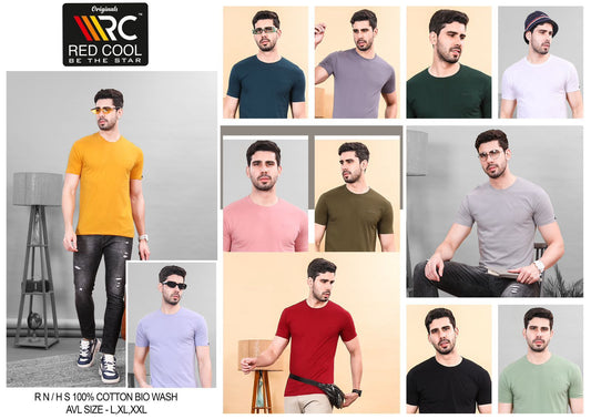 Round Neck 291024 Red Cool Cotton Biowashed Mens Tshirts Manufacturer Ahmedabad