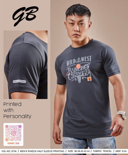 Round Neck 5734 Gb Tencel Lycra Mens Tshirts Supplier India