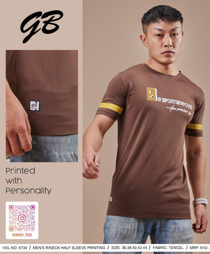 Round Neck 5734 Gb Tencel Lycra Mens Tshirts Supplier India