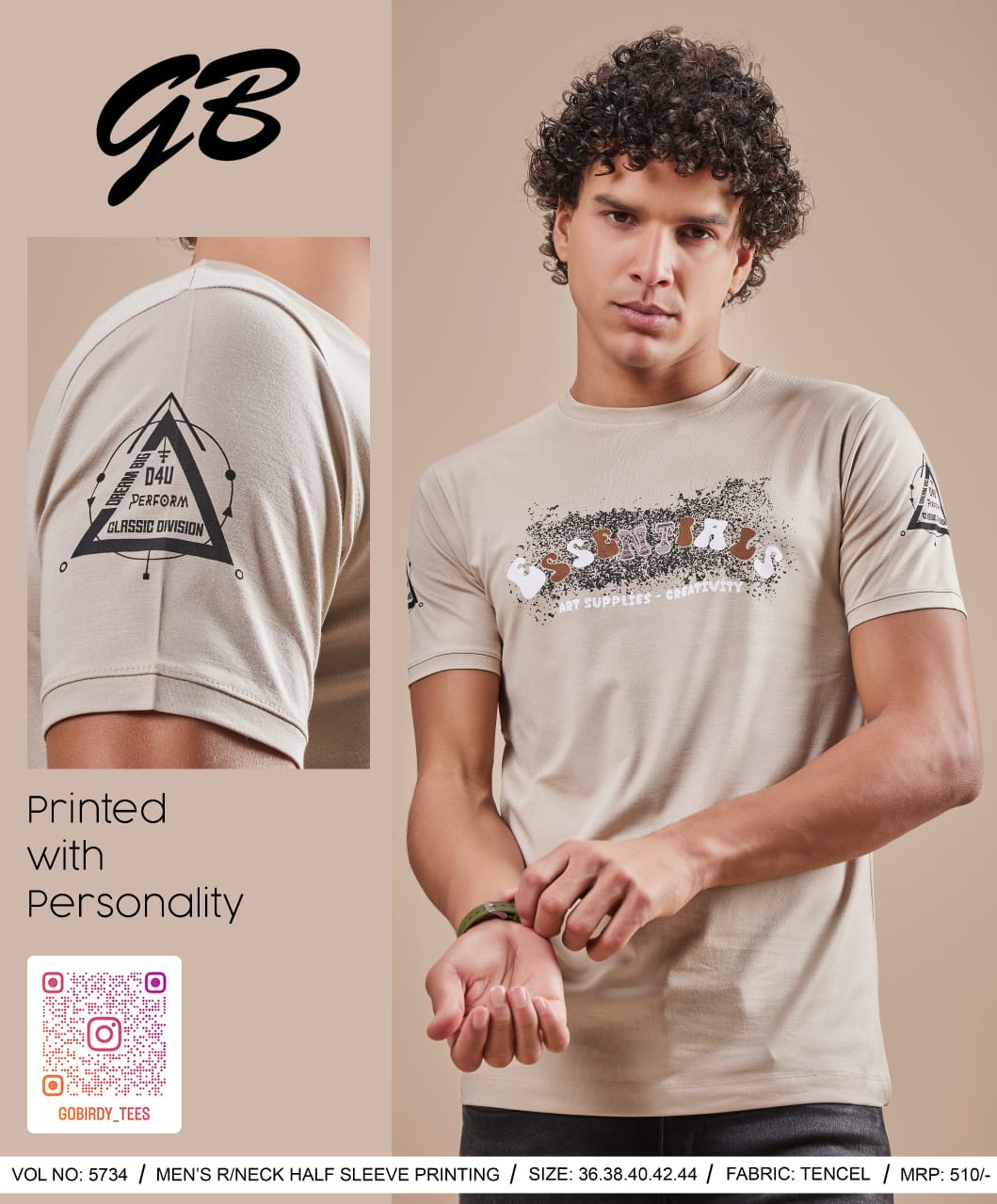 Round Neck 5734 Gb Tencel Lycra Mens Tshirts Supplier India