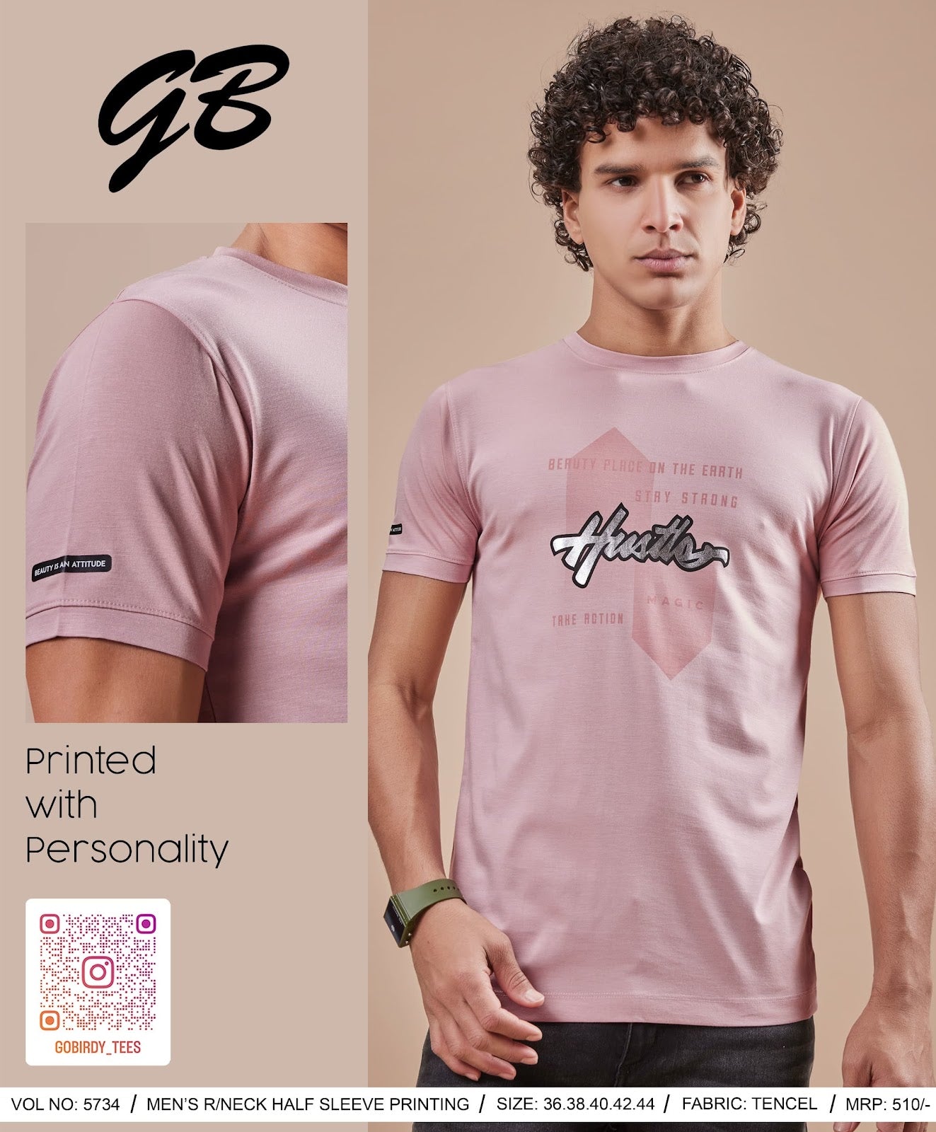 Round Neck 5734 Gb Tencel Lycra Mens Tshirts Supplier India