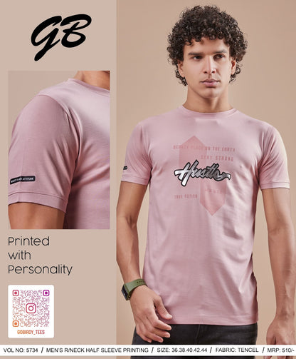 Round Neck 5734 Gb Tencel Lycra Mens Tshirts Supplier India