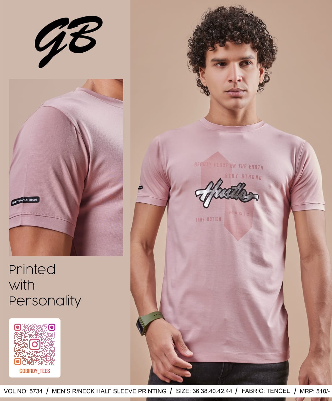 Round Neck 5734 Gb Tencel Lycra Mens Tshirts Supplier India
