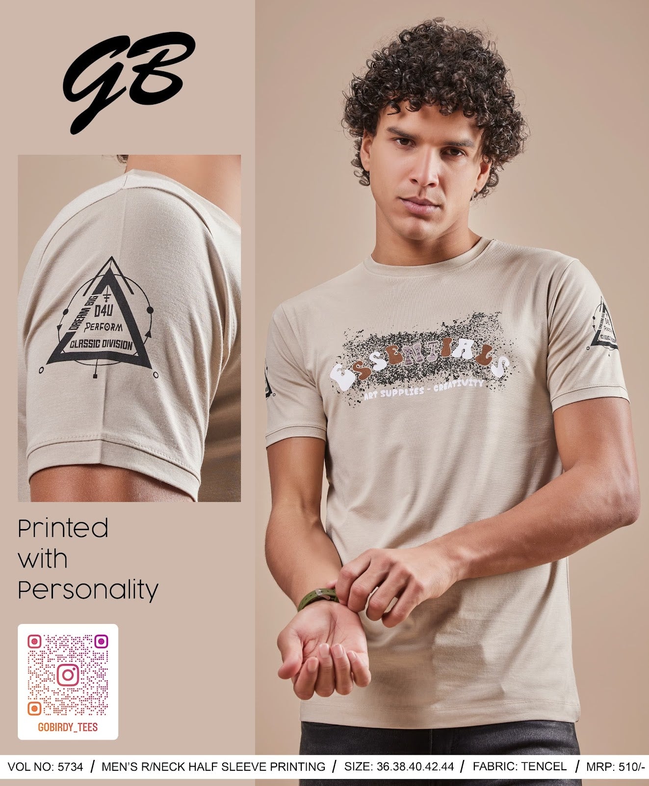 Round Neck 5734 Gb Tencel Lycra Mens Tshirts Supplier India