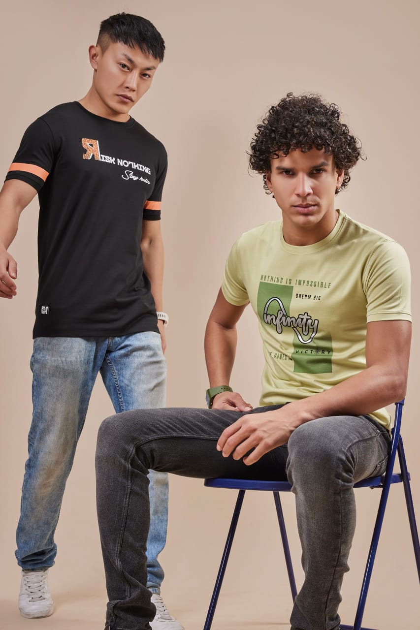 Round Neck 5734 Gb Tencel Lycra Mens Tshirts Supplier India