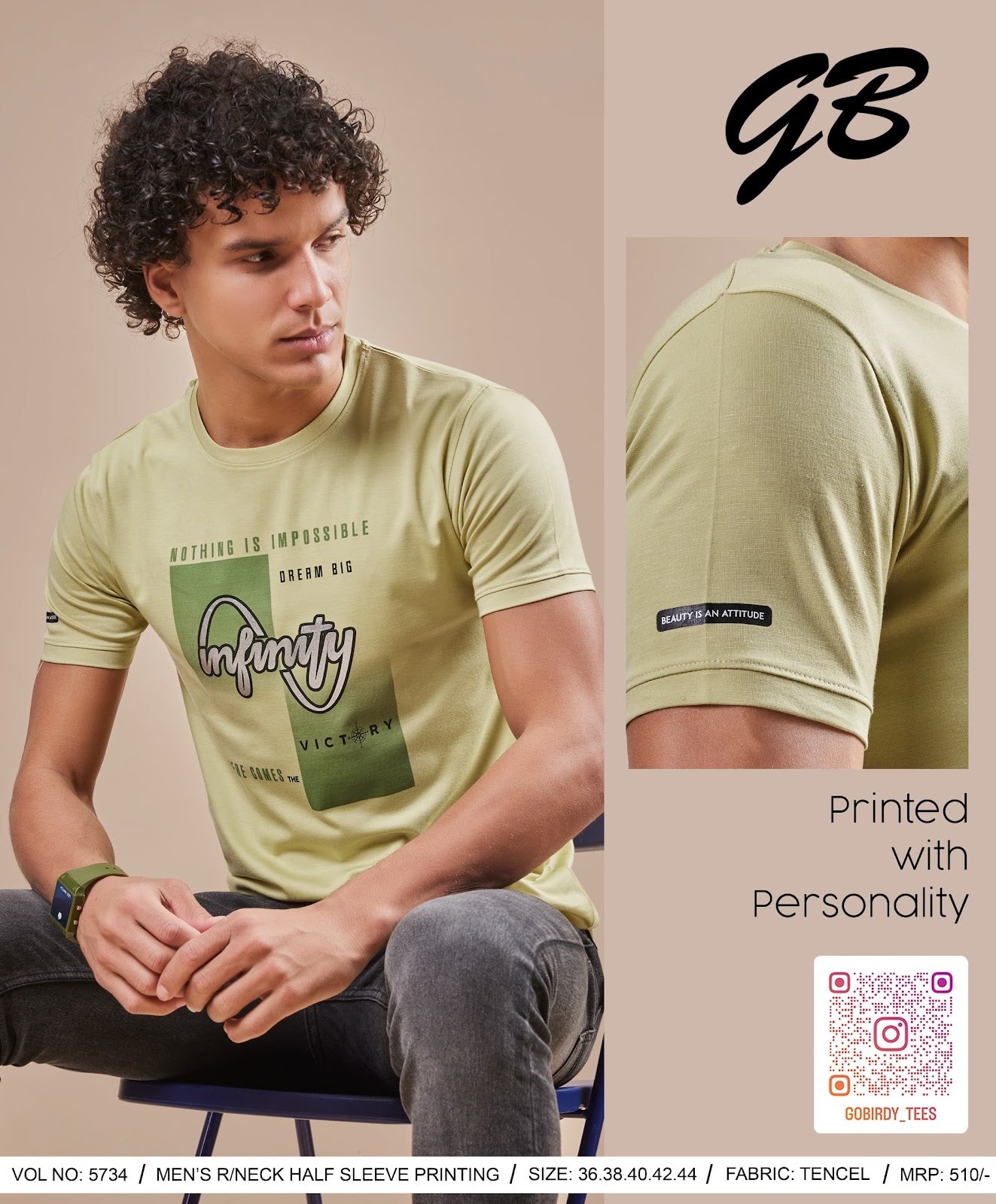 Round Neck 5734 Gb Tencel Lycra Mens Tshirts Supplier India