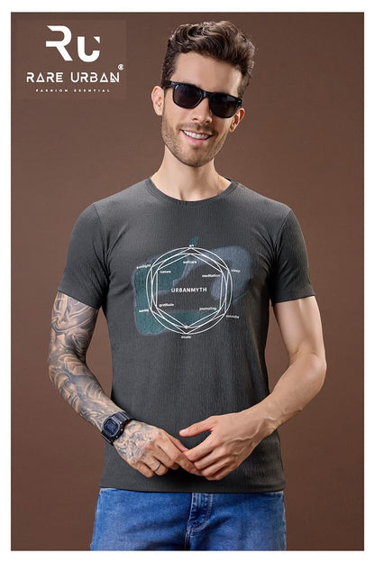 Round Neck 5926 Rare Urban Jacquard Knit Mens Tshirts Manufacturer India