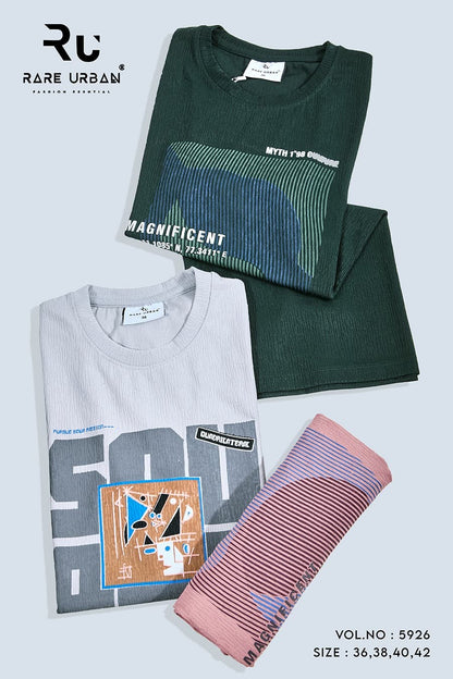 Round Neck 5926 Rare Urban Jacquard Knit Mens Tshirts Manufacturer India