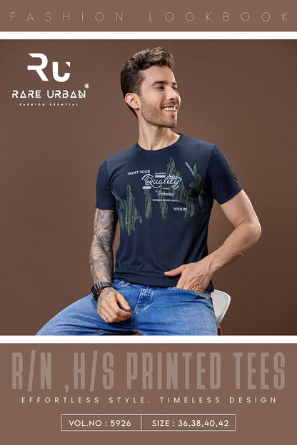 Round Neck 5926 Rare Urban Jacquard Knit Mens Tshirts Manufacturer India