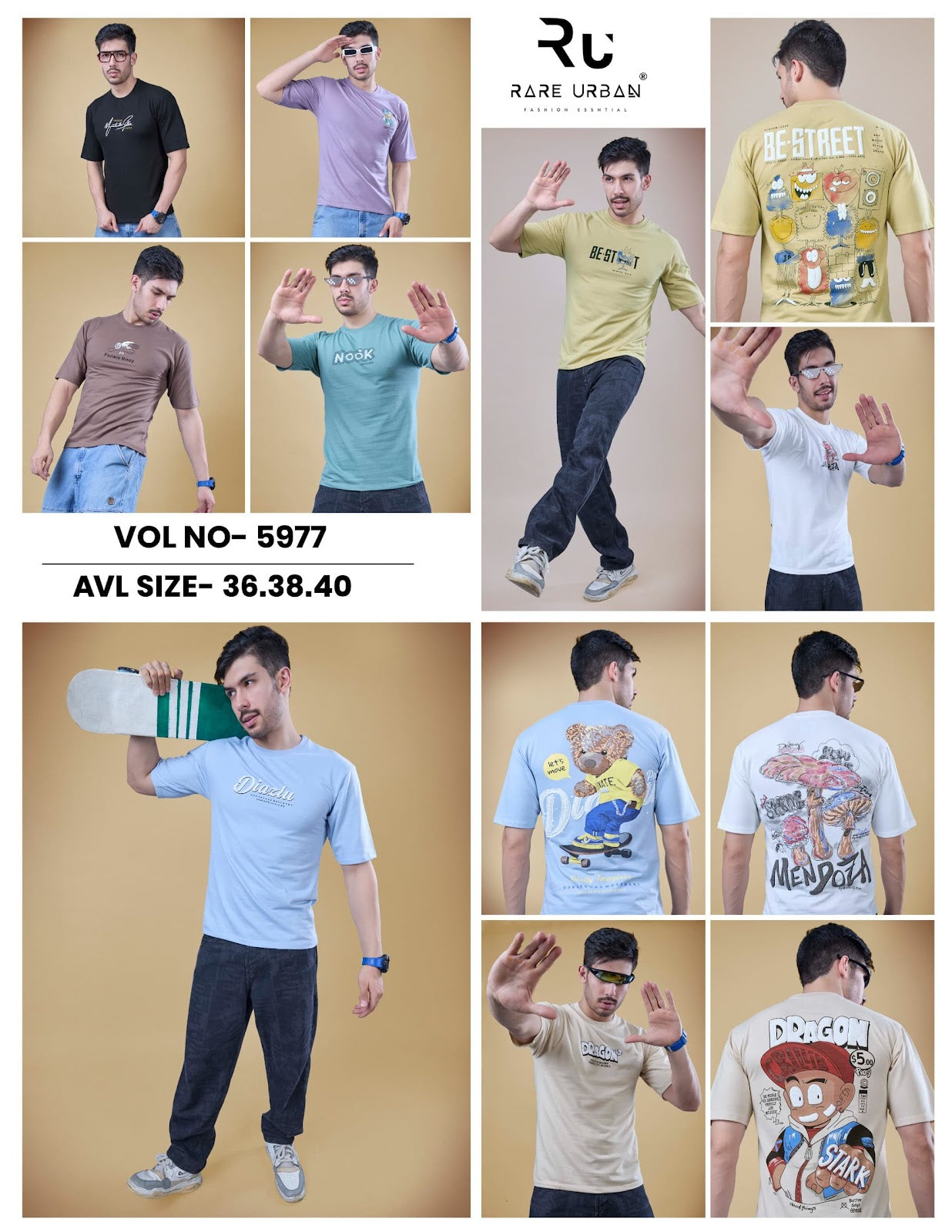 Round Neck 5977 Rare Urban Cotton Looper Mens Tshirts Wholesaler India