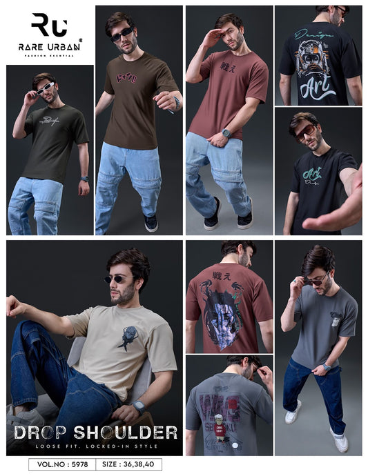 Round Neck 5978 Rare Urban Jacquard Knit Mens Tshirts Wholesaler Gujarat