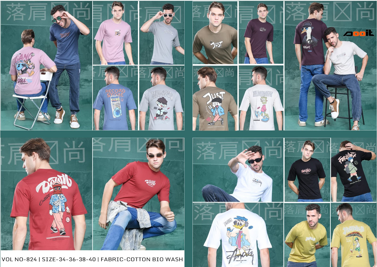 Round Neck 824 Dooit Cotton Biowashed Mens Tshirts Wholesale Rate