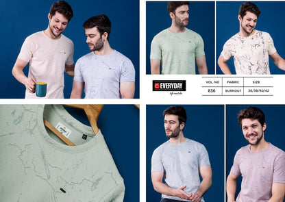 Round Neck 836 Everyday Jacquard Mens Shirts Supplier Gujarat