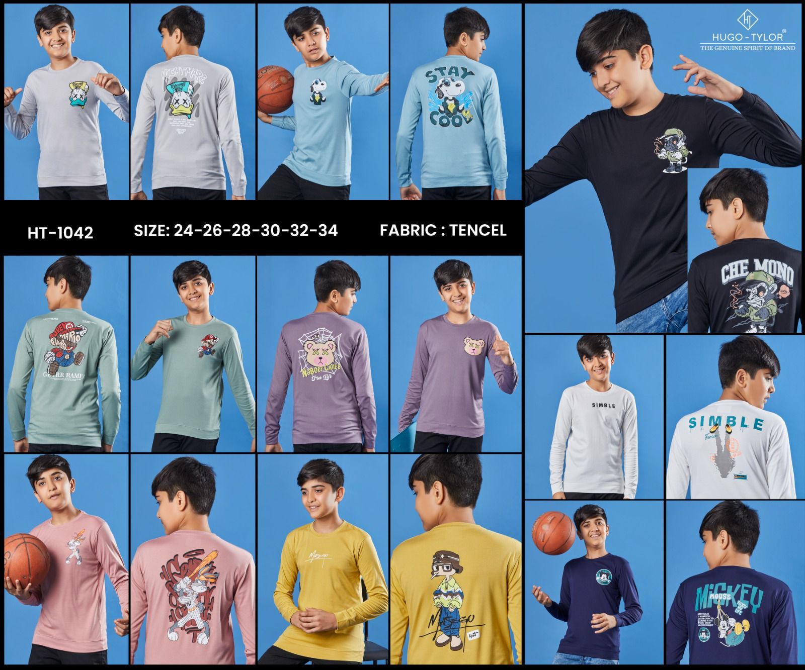 Round Neck Ht 1042 Hugo Tylor Lycra Tencil Boys Tshirt Wholesaler India