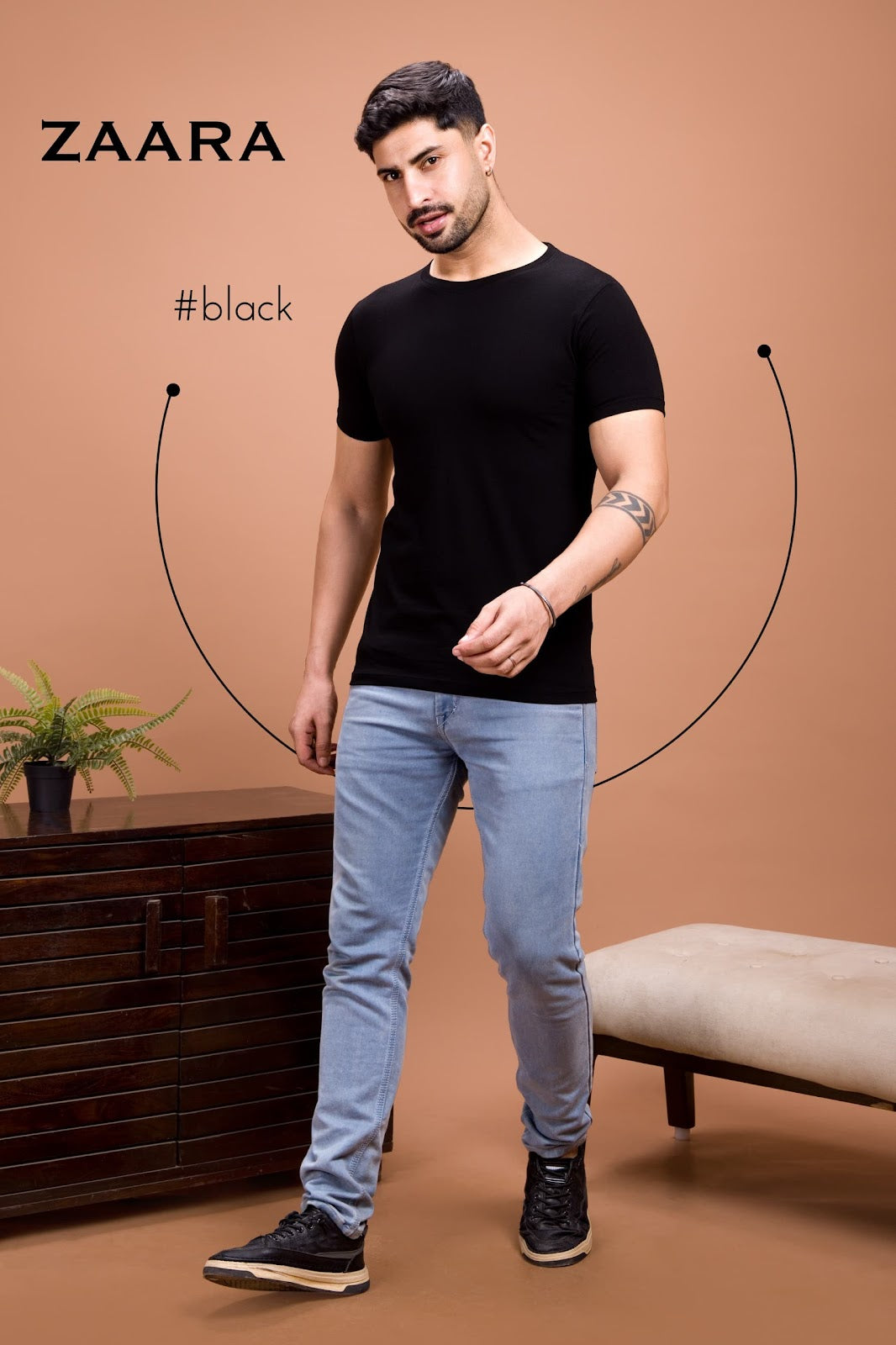 Round Neck Og 28 Zaara Cotton Biowashed Mens Tshirts Manufacturer India
