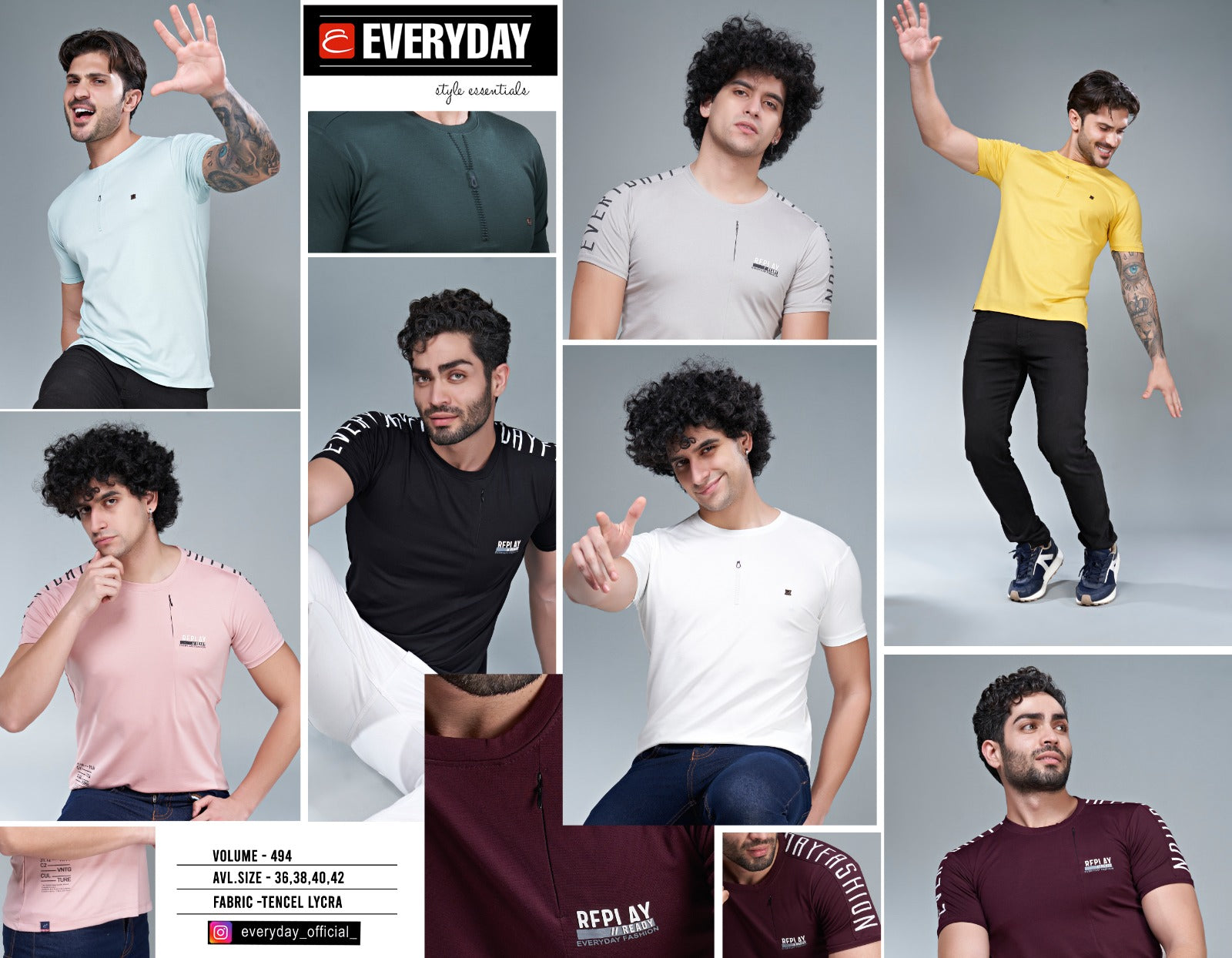 Round Neck Vol 494 Everyday Tencil Lycra Mens Tshirts Manufacturer Ahmedabad