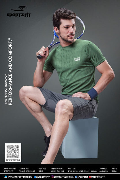 Round Neck Vol 5910 Tr 10 Sportz Fit Jacquard Mens Tshirts Supplier Gujarat