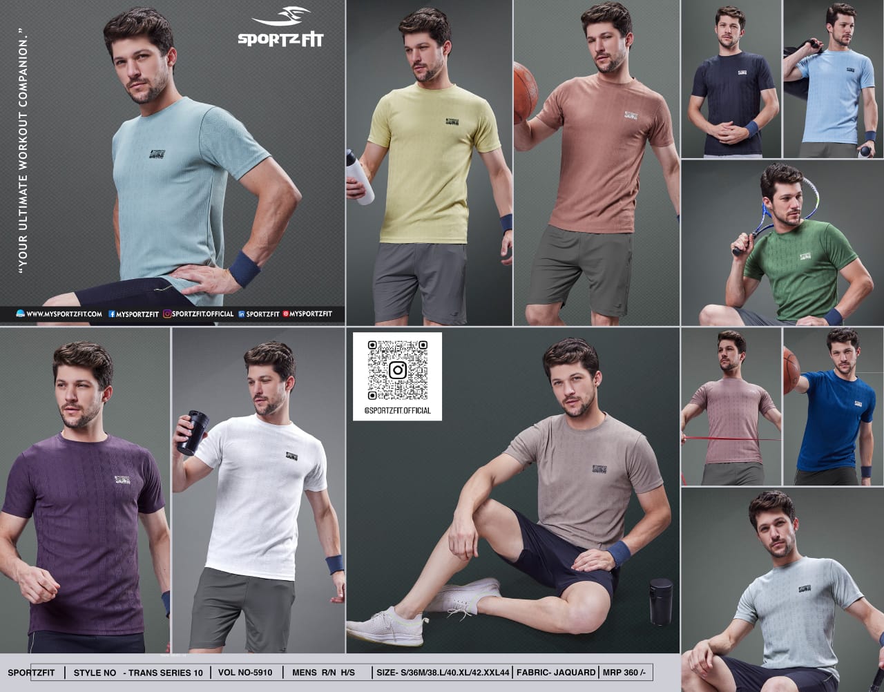 Round Neck Vol 5910 Tr 10 Sportz Fit Jacquard Mens Tshirts Supplier Gujarat