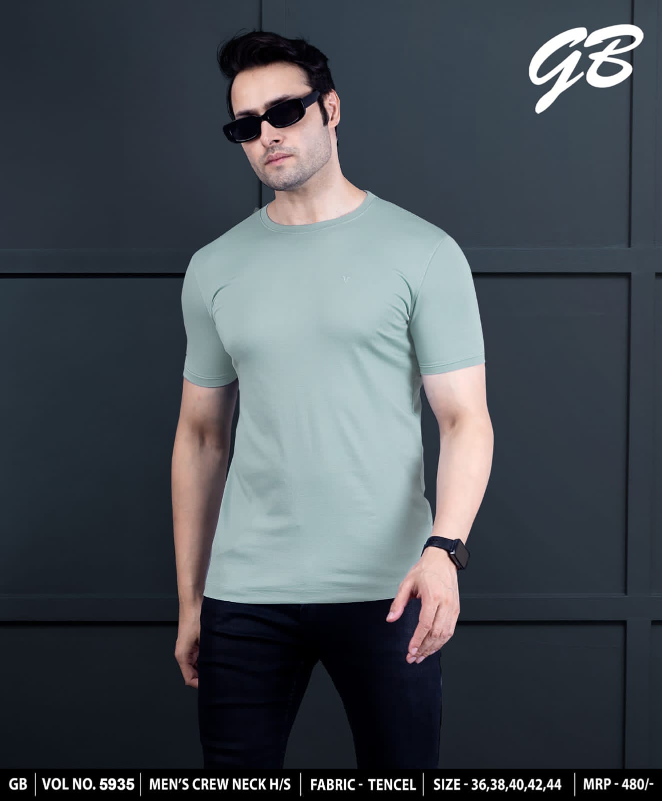 Round Neck Vol 5935 Gb Tencel Mens Tshirts Wholesaler India
