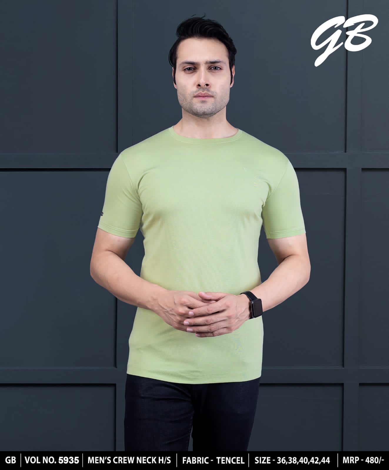Round Neck Vol 5935 Gb Tencel Mens Tshirts Wholesaler India