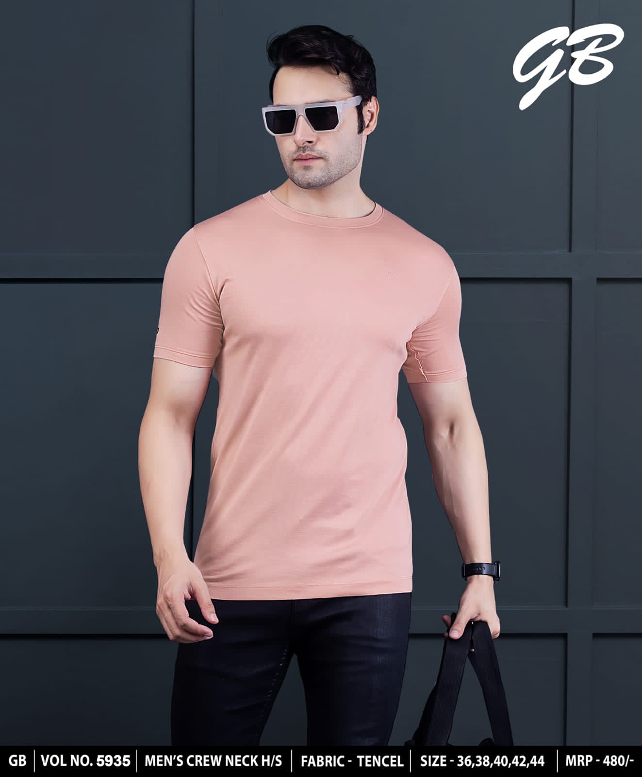 Round Neck Vol 5935 Gb Tencel Mens Tshirts Wholesaler India
