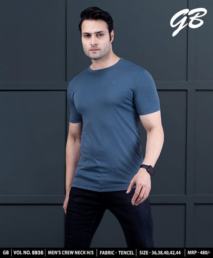 Round Neck Vol 5935 Gb Tencel Mens Tshirts Wholesaler India