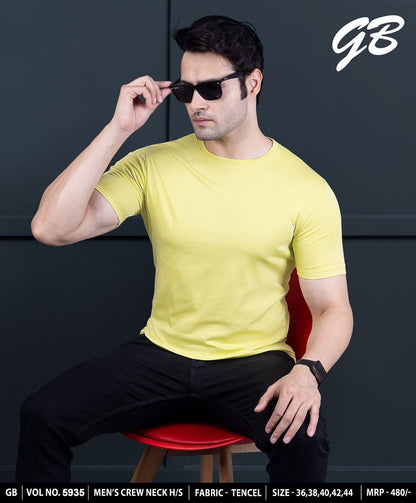 Round Neck Vol 5935 Gb Tencel Mens Tshirts Wholesaler India