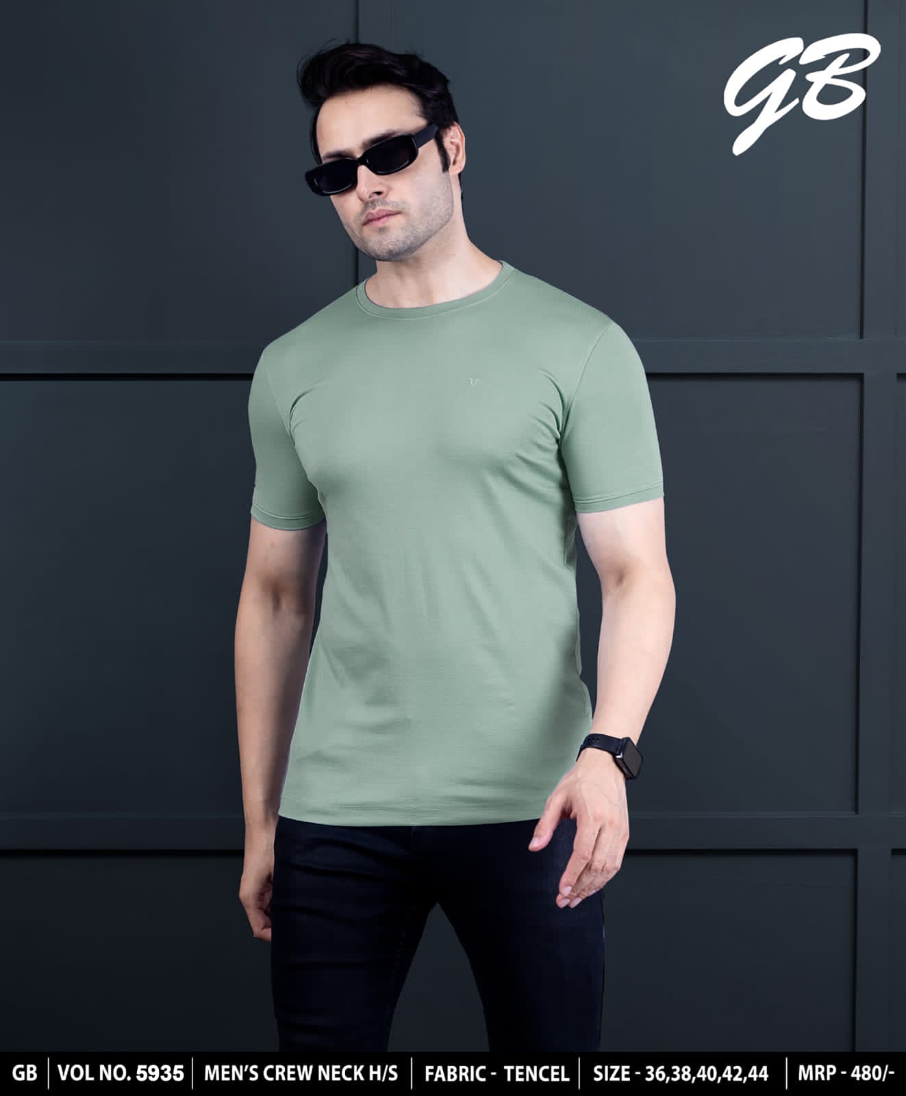 Round Neck Vol 5935 Gb Tencel Mens Tshirts Wholesaler India