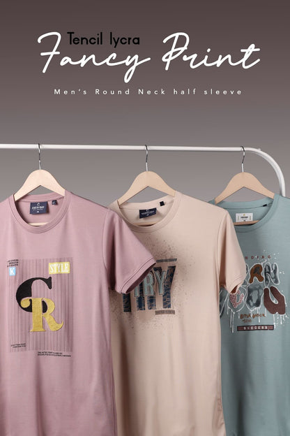 Round Neck Vol 861 Everyday Tencil Lycra Mens Tshirts Manufacturer Gujarat