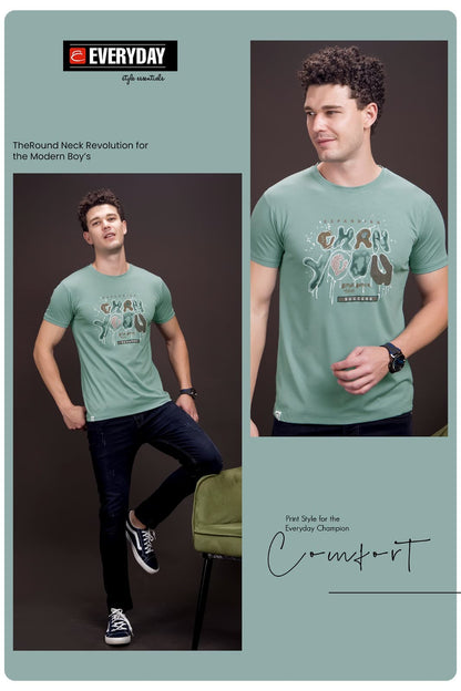 Round Neck Vol 861 Everyday Tencil Lycra Mens Tshirts Manufacturer Gujarat