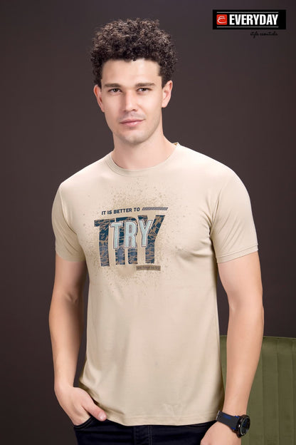 Round Neck Vol 861 Everyday Tencil Lycra Mens Tshirts Manufacturer Gujarat