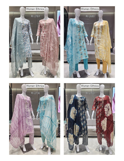 Round Neck Women Ethnics Capsule Print Readymade Pant Style Suits Exporter