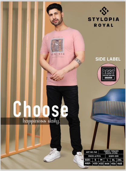 Royal 765 Stylopia Tencel Lycra Mens Tshirts Manufacturer