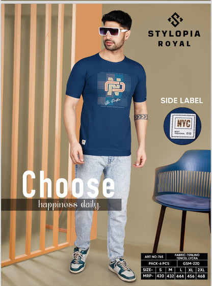 Royal 765 Stylopia Tencel Lycra Mens Tshirts Manufacturer