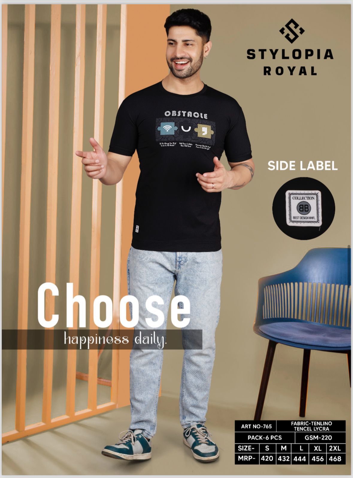 Royal 765 Stylopia Tencel Lycra Mens Tshirts Manufacturer
