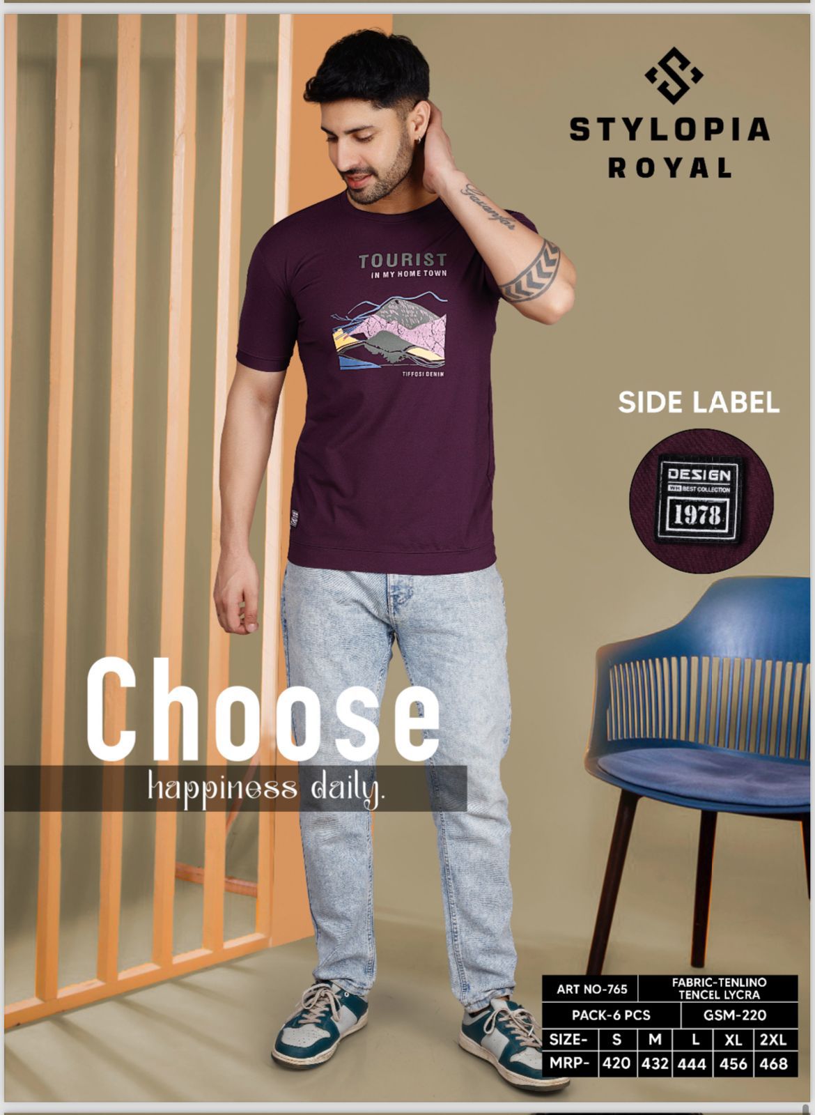 Royal 765 Stylopia Tencel Lycra Mens Tshirts Manufacturer
